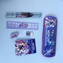 KPOP 女团“猎巫”主题两件套文具套装，包含铅笔、卷笔刀、橡皮、笔记本、尺子，适合办公、书写、生日、派对、返校礼物等场合。 - 彩色 - 查看 9
