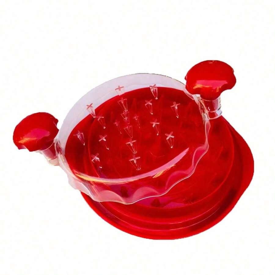 Chicken Shredder 8 Inches Chicken Breast Shredder Tool Cooked Meat Shredder With Clear Lid, Ergonomic Design,Auti-Slip, Easy To Clean, Chicken Shredder Tool Twist Chicken Grinder  Chicken Shredder Large Chicken Breast Shredder Tool Twist With Brush&Fork, Visible Meat Shredder Machine, Strong Anti-Slip Strip, Ergonomic Handle,Suitable For Pork Beef Chicken - Đỏ - Xem 1