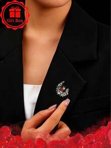 1pc 18K Gold Plated French Classic Crystal Brooch, Comes With Gift Box, Suitable For Christmas, Valentine's Day And All Seasons Gifting - Crystal Brooch - View 5