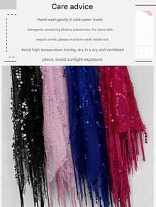 1pc Women's Triangle Belly Dance Outfit Hip Scarf With Sequin Skirt Style Tassels, Dance Costume Waist Wrap In Saree Sari Style For Rave Carnival Performance. Suitable For Festivals, Parties, Nightclubs, Beach Wear, Exotic Clothing Decoration, Bohemian, Retro Style. - Multicolor - View 12