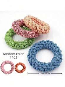 1 pieza Juguete de mascota tejido con cuerda de algodón, duradero y resistente, un juguete de cuerda masticable duradero para que los perros mastiquen y limpien los dientes, también adecuado para juegos de tira y afloja, divertido para perros grandes, medianos y pequeños que disfrutan de masticar, color aleatorio - Azul - Ver 11