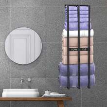 1PCS Wall Mounted Towel Rack Bath Storage Holder Stainless Steel Bathroom Black - Black - View 9