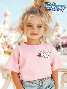 Mickey And Minnie Mouse One Cute Disney Fresh And Fashionable Round Neck T Shirt For Girls Made Of 100 Cotton Is An Ideal Choice For Daily Wear Vacation Leisure Outdoor Exploration School Life And Shopping Trips It Is A Must Have Item For Summer It Is Also An Excellent Gift For The Same Boy And Girl Every Child Deserves One - 粉色 - 查看 3