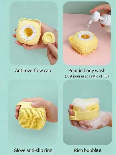 1 Piece Of Solid Color Silicone Pet Brush, Can Be Added To The Dog And Cat Bath Brush, Massage Cleaning Brush, Suitable For Daily Cat And Dog Bathing And Washing Brush