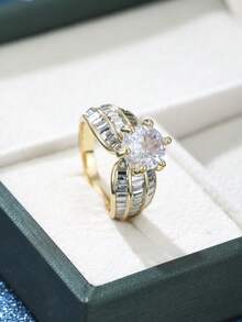 1枚无限爱心戒指，立方合成材质，永恒承诺，适合新娘、妻子、周年纪念日和情人节礼物，奢华婚礼珠宝，饰有闪亮蝴蝶结设计 - 戒指 - 查看 4