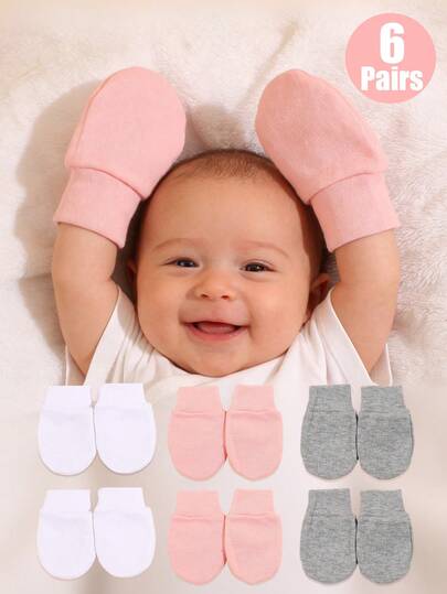 6 Pairs Baby Mittens, Soft Cotton Newborn Anti-Scratch Gloves, Breathable Elastic Mittens For Daily Wear And Nap Time
