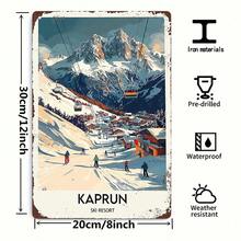 1 Piece Vintage Kaprun Austria Ski Resort Metal Tin Sign - 11.8"X7.8" (30x20cm) Vintage Ski Lift And Skier Wall Art - Austrian Alps Poster, Suitable For Home, Bar, Office - Pre-Drilled, Durable Winter Decoration, 2D Flat, Perfect For Room Decoration - Multiple - View 5