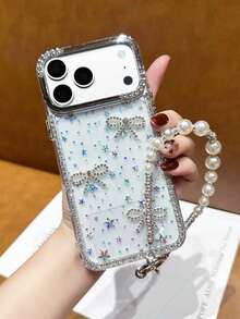 奢华3D水钻蝴蝶结手链星形手机壳，兼容 17 Pro Max、14/13、15 Pro、高端ins镜头水钻16 Plus、时尚12防震11全覆盖 - 銀色 - 查看 7