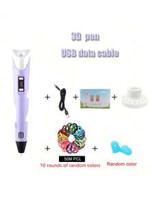 1支3D打印笔，DIY绘图打印笔，美术工具，生日礼物，圣诞礼物，9米/25米/50米/100米PLA耗材（耗材）+素描本+指套+支架 - 藍色 - 查看 16