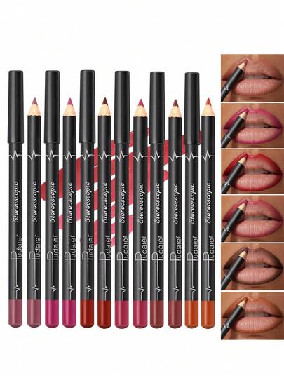 Pudaier Set de 6 delineadores de labios, resistentes al agua y de larga duración, con textura suave y sedosa, para definir perfectamente el contorno de los labios, adecuado para todos los tonos de piel, gran regalo para festivales de música/fiestas/San Valentín