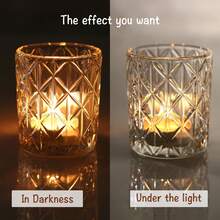 24/36/48 Piece Set Of Transparent Glass Candle Holders, Tree Branch Pattern Glitter Tea Light Candle Holders, Suitable For Table Centerpieces, Home Use, Valentine's Day, Pre-Wedding Parties, Birthdays, Christmas, Thanksgiving Party Table Decorations - 無色 - 查看 3