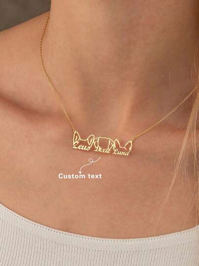 Customized Pet Pattern Name Necklace, Versatile Gift For Back To School, Winter, Valentine's Day, Mother's Day, Engraved, Fashionable, Colorful, Casual, Cute, Unique, Ideal Gift For Him, Her, Family, Friends, Daughter, Son, Children's Day