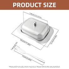 1pc/2pcs Stainless Steel Butter Dish With Lid, Butter Spreader, Durable Butter Storage Container, Cheese & Bread Keeper, Restaurant Service Tray, Kitchen Accessories, Kitchen Tools, Refrigerator Storage, Kitchen Supplies, Suitable As Gifts For Friends/Elders, Valentine's Day/Butter & Cheese Festival Gifts, Butter Dish, Dessert Plate, Mother's Day Gifts, Baking Supplies, Kitchen Utensils - --- - View 2