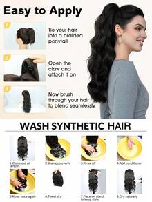 Ponytail Extension Claw Clip Ponytail Extension For Women 20 Inch Long Wavy Ponytail Extensions Synthetic Ponytail Hairpiece Natural Soft Daily Use - Multicolor - View 7