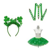 3pcs St. Patrick's Day Four-Leaf Clover Costume Set, Suitable For St. Patrick's Day Parade, Theme Party, Bar Celebration, Halloween, Irish-Themed Team Building, Halloween Fun Styling, Girlfriend Afternoon Tea - A - View 3