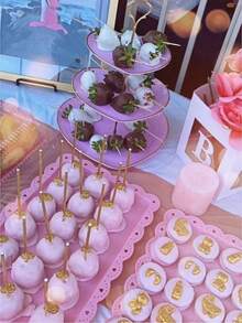 3-Tier Heart Shaped Cake Stand For Creative Wedding, Birthday Party, Candy, Dessert, Afternoon, High Tea ,Valentines Wedding, Birthday,Easter,Party Favors, Parties, Valentine'S Day, Black Valentine DAY, Valentines Wedding,Wedding Party Dessert Stand - Multicolor - View 2