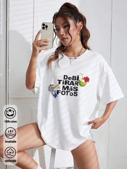 Luźny T-shirt damski z nadrukiem "DtMF" z zabawną żabą, Top letni, seria K-Pop Warrior, Top z czystej bawełny, Odzież damska, Letnie ubrania damskie, Dzianina, Stroje imprezowe, Odzież damska w dużych rozmiarach, Luźny top damski w dużych rozmiarach z okrągłym dekoltem, Stroje dla przyjaciółek, Stroje wakacyjne, Codzienna odzież sportowa, Eleganckie topy, Odzież sportowa damska, Topy damskie, Promocyjna odzież damska, Styl unisex, Odzież młodzieżowa, Podstawowe T-shirty, Letnie ubrania damskie, Miękkie i wygodne, Styl Y2K, Wiosna, Lato, Walentynki, Karnawał, Impreza, Plaża, Ślub, Siłownia, Elegancki, Wakacje, Swobodny, Formalny, Luksusowy, Karnawał