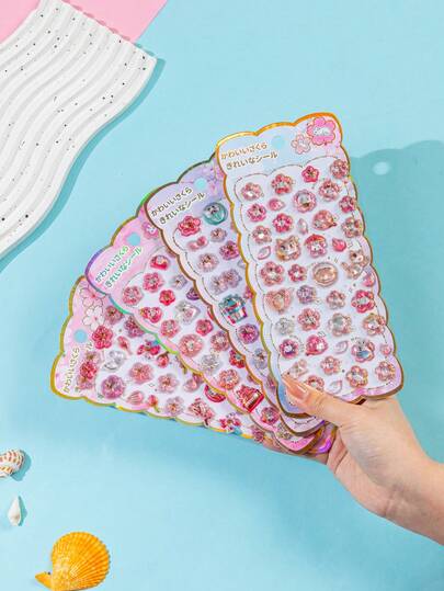 2026 New Cute Cartoon Cherry Blossom 3D Epoxy Resin Sticker Set | Phone Case Stickers, Reusable Waterproof Stickers For Scrapbooking And Stationery Decoration, Matching Phone Case Accessories