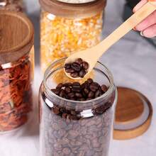Two/Four/Six/Eight 25oz Acacia Wood Lid Round Glass Food Storage Containers For Storing Beans, Rice, Sugar, Coffee Beans, Cookies, Pasta, Nuts, Tea Leaves, And Other Kitchen Organization Airtight Jars - 無色 - 查看 4