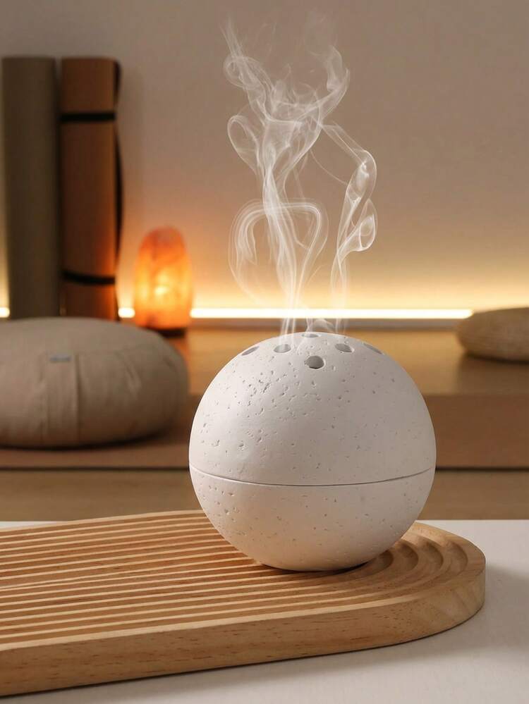 1pc/Set White Spherical Arabic Style Incense Burner, Minimalist And Lightweight Bakhoor Incense Holder. Incense Burner, Home Fragrance, Home Decor, Suitable For Home Decoration, Bedroom, Living Room (As A Central Decorative Piece) - Multicolor - View 1