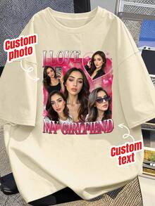 Customized Face Shirt, Customized Valentine's Day Shirt T-Shirt, Customized Retro Bootleg T-Shirt, Customized 90s Hip Hop T-Shirt, Customized Girlfriend T-Shirt, Personalized Photo Face Shirt, Customized Name & Image T-Shirt, Customized Face Shirt, Customized Single Party Shirt, Bride Shirt, Customized Gift, Customized Face Shirt, Customized Boyfriend Face Shirt, Customized Boyfriend Photo Shirt, Customized Boyfriend Heart Shirt, Valentine's Day Gift T-Shirt Summer - Apricot - View 2
