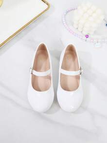 Mädchen Nische modische weiche Sohle flache Schuhe mit niedrigem Schaft, vielseitig, retro Prinzessin Stil, Einfarbig - Weiss - Übersicht 16