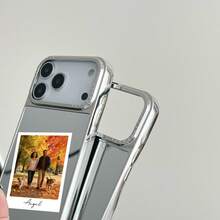 Funda de teléfono personalizada con diseño de foto y nombre compatible con iPhone 17, 16, 15, 14, 13, 12, 11 Pro Max, con acabado plateado espejado. Funda compatible con iPhone 17 Pro Max con diseño elegante, perfecta como regalo de Navidad - Plateado - Ver 9
