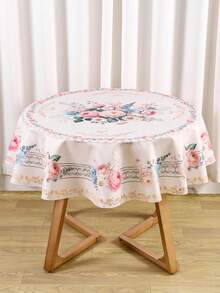 1pc Spring Floral Tablecloth - Pink Rose, Hydrangea And Sunflower Pattern Rectangular/Round Tablecloth Suitable For Wedding Party, Bridal Shower, Anniversary, Birthday Gathering, Etc. Durable Polyester Farmhouse Style Kitchen Dining Table Decor, Holiday Spring/Summer Indoor Outdoor Decoration, Family Gathering - Multicolor - View 12