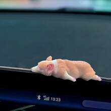Adorno de coche en miniatura de un Corgi durmiendo, decoración creativa para la consola central del interior del coche, cachorro de resina realista y adorable para automóviles - A - Ver 2