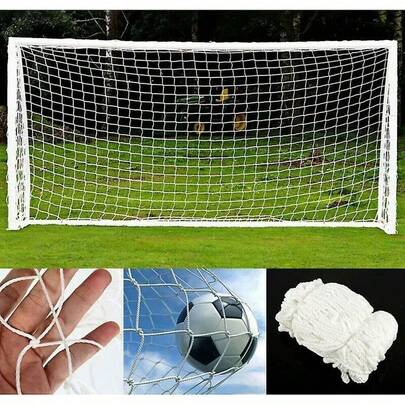 Rete per porta da calcio, disponibile in 6 misure (lunghezza x altezza x larghezza superiore x larghezza inferiore), adatta per allenamenti in giardino, a scuola e per partite di club. Rete di ricambio rinforzata. Solo rete, telaio della porta non incluso.