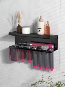 1pc Space-Saving Hair Dryer Holder, Drill-Free Wall Mount Storage Rack For Bathroom And Salon, Multi-Functional Organizer For Hair Dryer And Curling Iron, Ideal Choice For Bathroom, Salon, And Bedroom - Multicolor - View 7