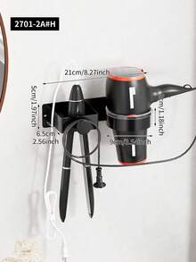 1pc Space-Saving Hair Dryer Holder, Drill-Free Wall Mount Storage Rack For Bathroom And Salon, Multi-Functional Organizer For Hair Dryer And Curling Iron, Ideal Choice For Bathroom, Salon, And Bedroom - Multicolor - View 13