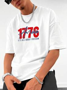 GRDR 男士时尚印花宽松短袖T恤 | 精致设计 | 夏季必备 | 百搭易配 | 展现你的风格 - 白色 - 查看 3