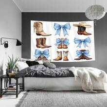 2D Flat  Tapestry,  Western Cowboy Theme, Featuring Cowboy Hats, Boots And Cactus-Patterned Design  Wall Hanging Fabric .Background Decoration For Wall Fabric, Garden Flags, As Birthday Gifts, Gift Room Banners, Wall Banners, University Dormitory Decoration, Outdoor, Family, Wedding, Suitable For All Seasons' Wall Fabric, Washable, Machine Washable, Lightweight, Comfortable. Unique Design, Suitable For His Peach-Colored Cotton Fabric, Suitable For Her Personalized Ideal Decorative Gifts, Suitable For Her, Him, Family,  Mother, Lover, Daughter, Son, Friends, Classmates. Perfect For Camping, Traveling, Home Life, Daily Life, Office Decoration, Birthday, Anniversary, Valentine's Day, Thanksgiving, Christmas, Halloween, Mother's Day, Father's Day,Graduation,Bedroom Decoration, Wall Art Posters, Home Decor, Wedding, Easter, New Year Gifts,  Car, Bedroom, Living Room, Office, Outdoor Camping, Beach, Outdoor Flag Wall Tapestry,Yoga Party, As Background Wall Decoration Tapestry. - 多色9 - 查看 5