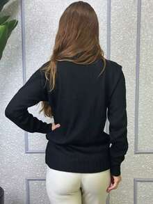 GIP Women's Braided Sweater With High Neck And Long Sleeves For Winter - 黑色的 - 查看 2