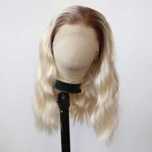 ZigZag Hair 14英寸黑色波波头合成蕾丝前假发，预先拔毛的自然发际线，白色高温纤维耐热假发 - 180%密度，男女通用角色扮演假发 - 彩色 - 查看 15