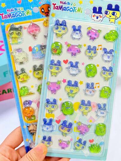 (Some Styles May Have Color Differences, And Will Be Shipped Randomly) Takamaga Cartoon Rainbow Embossed Stickers, Cute Pet Stickers, Decorative Stickers, Decorative Crystal Colored Embossed 3D Stickers, High Fun 3D Stickers, Bubble Stickers, Cute Animal Stickers