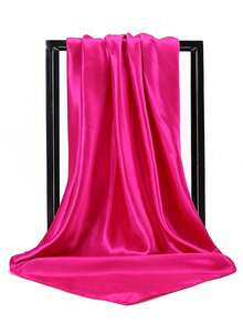 Lenço/bandana feminino quadrado grande em cetim liso, acessório para hijab, xale/xale de cetim macio e suave, lenço clássico e versátil para uso diário. - cor sólida - Ver 24