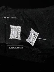 一对时尚百搭的奢华几何耳钉，方形、圆形、扭腰心形、星球环绕等多种造型，男女皆宜，精致优雅，适合作为珠宝礼物和日常佩戴。 - 彩色 - 查看 15