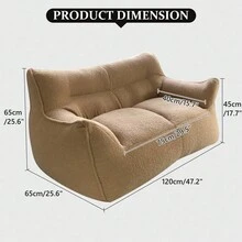 Giant Bean Bag Chairs For Adults With Filling Teddy Fleece Plush Fluffy Bean Bag Single Sofa And Loveseat With Armrest, Lounge Lazy Floor BeanBag Chair, Cozy Fluffy Couch For Living Room, Bedroom & Dorm - Light Khaik - Xem 3