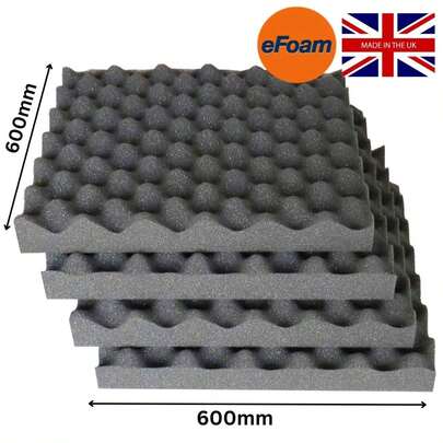 PACK OF 6 SOUND PROOFING ACOUSTIC FOAM SOUND PANELS LARGE TILES EGG PROFILE