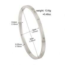 1pc Stainless Steel Four-Leaf Clover Clasp Rhinestone Bracelet, Minimalist Men's Bangle Cuff, Hip Hop Men's Jewelry, Suitable For Men's Daily Wear - Bracelet - View 7