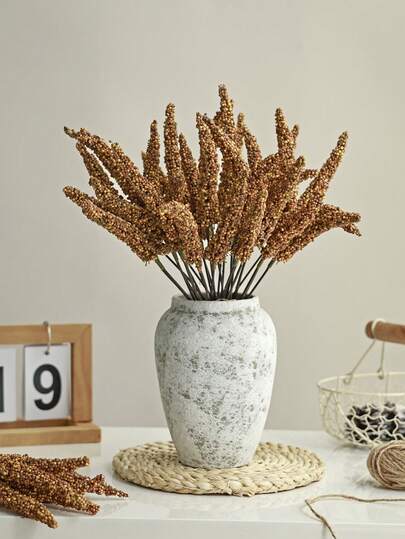 1PC Artificial Gouwei Grain Ear Flowers, Fake Plants, Home, Dining Room, Living Room, Outdoor Garden Decoration,The Art Of Inserting Flowers, Photography Props, Autumn, Spring, Vase, Flower Wall, Flower Wreath, Bridal Bouquet, Wedding Decoration, DIY Flower Wreath Materials, Birthday Party Decoration Materials, Home Decoration Accessories, Valentine's Day. ﻿