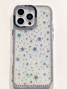 1 funda de teléfono a la moda, no incluye cordón ni soporte. Funda de teléfono suave y brillante con diamantes de lujo para 17 16 15 14 13 12 11 Pro Plus Series, cubierta trasera suave a prueba de golpes. - Plateado - Ver 8