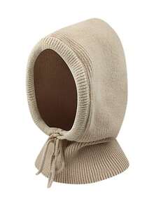 1 chiếc mũ trùm đầu nữ Balaclava có dây rút và cổ áo có thể tháo rời, chất liệu len pha giữ ấm cổ, kiểu dáng mặt nạ trượt tuyết, khăn trùm đầu giữ ấm ngoài trời, thích hợp để bảo vệ khỏi cái lạnh mùa đông, khăn trùm đầu Hồi giáo. - màu kaki nhạt - Xem 8