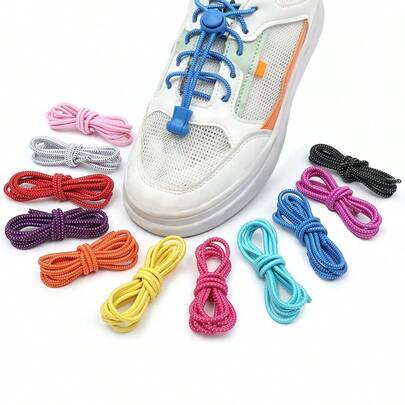 2双装，16种鲜艳颜色，弹性免系鞋带，带塑料锁扣，方便懒人系鞋带，成人儿童适用，弹性鞋带，适用于运动鞋、跑鞋，通用耐磨免系鞋带配件，适合日常休闲户外运动。