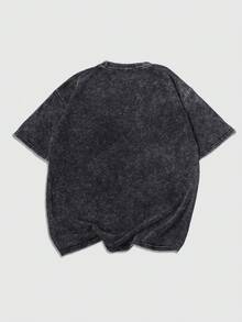 Áo thun nam Hemo phong cách đường phố, in hình anime, chất liệu cotton pha, hơi co giãn, kiểu dáng rách nhẹ, cổ tròn, tay ngắn, màu đen, thích hợp mặc hàng ngày. - màu đen - Xem 2