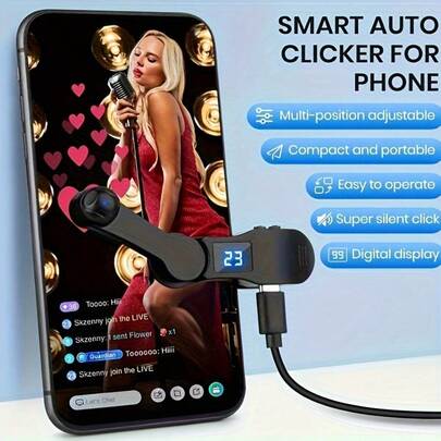 2026升级版便携式物理自动点击器，适用于iOS和安卓手机/平板电脑，智能快速自动点击，速度可调，无需APP和蓝牙，完美适用于游戏、直播点赞，易于使用，通用型自动点击设备，生日派对礼物。