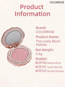 COLORROSE Bedak Perona Pipi Alami Bergaya Vintage, Perona Pipi dengan Hasil Akhir Matte Bercahaya, Ringan dan Halus Saat Digunakan, Dilengkapi Cermin, Palet Perona Pipi & Eyeshadow, Kosmetik Rias Wajah - CR742 - View 6