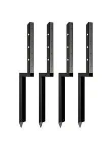 Fence Post Anchor Repair Kit  4 Pack Inner Diameter 2 X2 Inches Heavy Duty Steel Fence Post Support Stakes  Anchor Ground Spike For Repair Tilted  Broken Wood Fence Post - Black - View 8